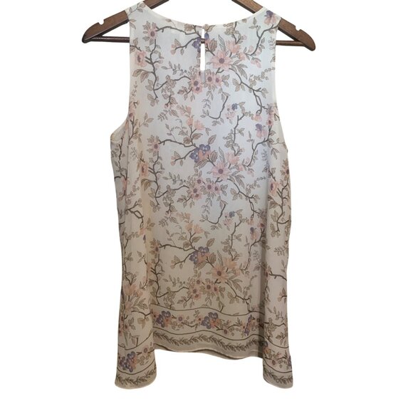 Max Studio Women's Floral Sleeveless Top Beige & Pink Sz M Cottagecore Innocent - Picture 8 of 8